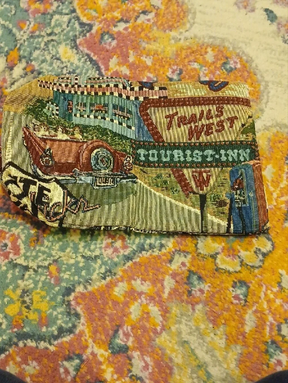 Route 66 Motel Decorative Pillow Cover in Green and Brown